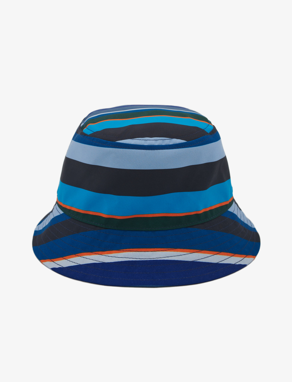 Unisex ocean blue polyester rain hat with multicoloured stripes - Gallo 1927 - Official Online Shop