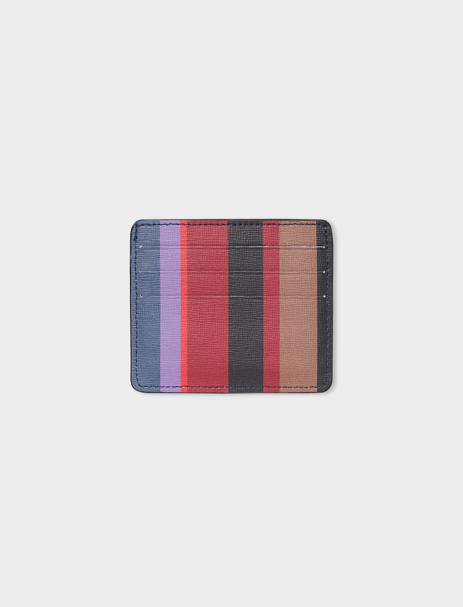 Blue leather card holder with multicoloured stripes - Gallo 1927 - Official Online Shop