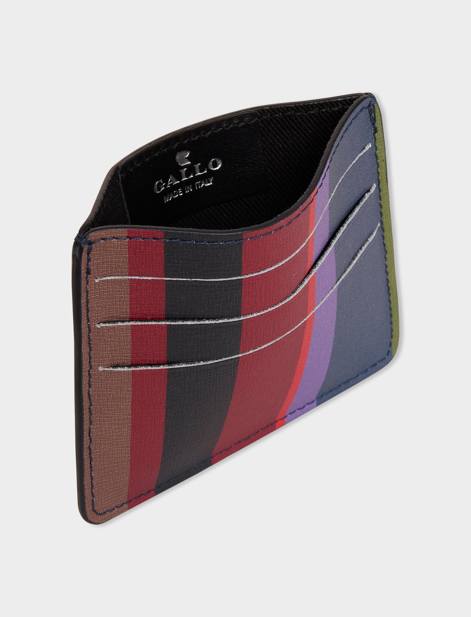 Porta carta di credito pelle blu righe multicolor - Gallo 1927 - Official Online Shop