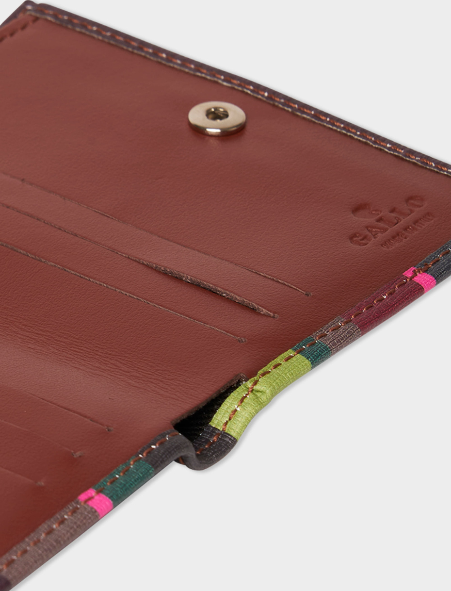 Burgundy leather card holder with multicoloured stripes - Gallo 1927 - Official Online Shop