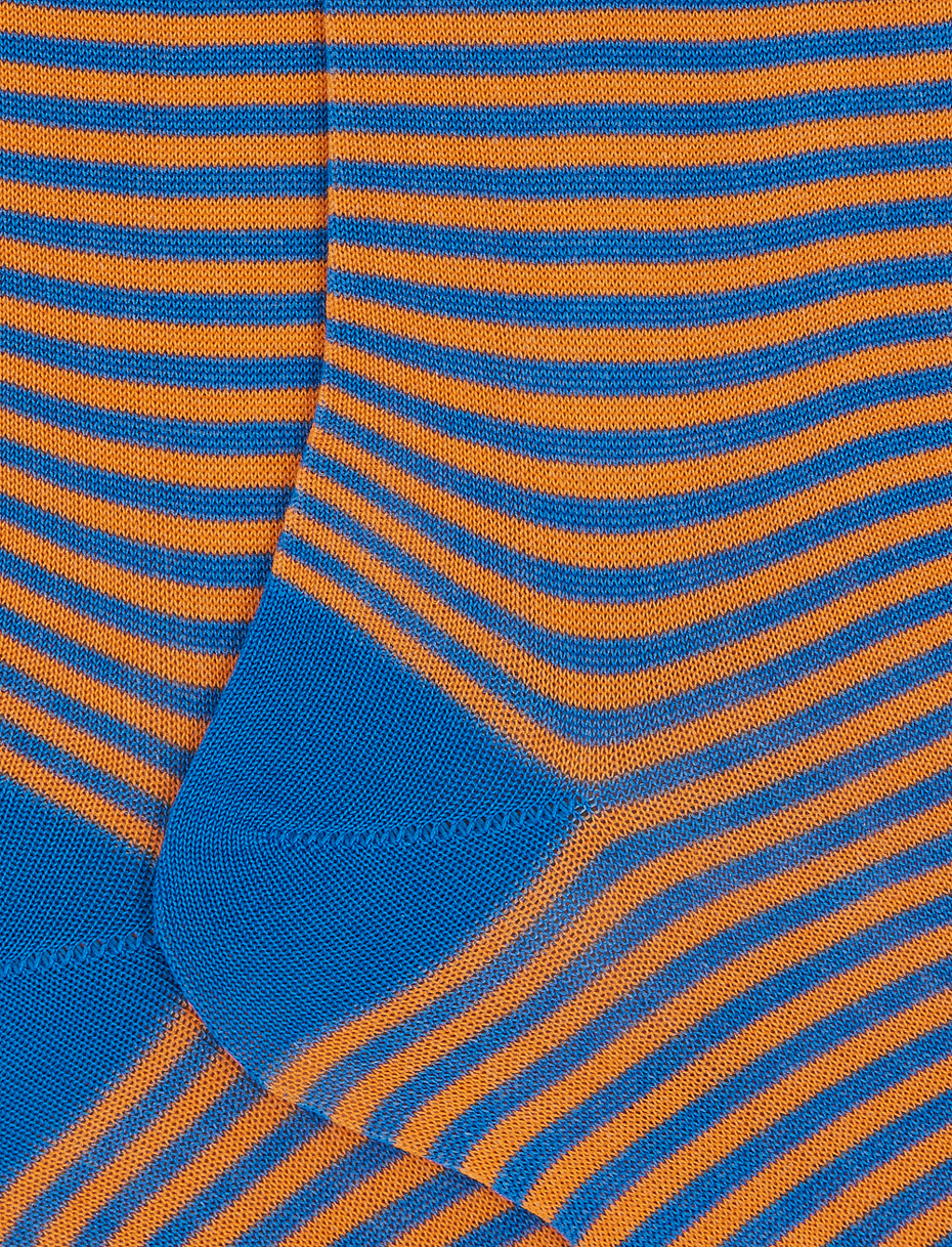 Women's short Aegean blue light cotton socks with Windsor stripes - Gallo 1927 - Official Online Shop