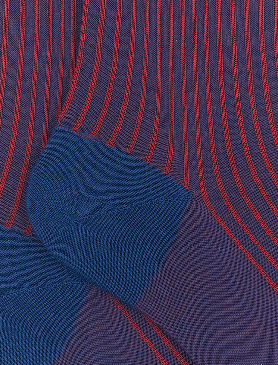 Women's short royal blue twin-rib cotton socks - Gallo 1927 - Official Online Shop
