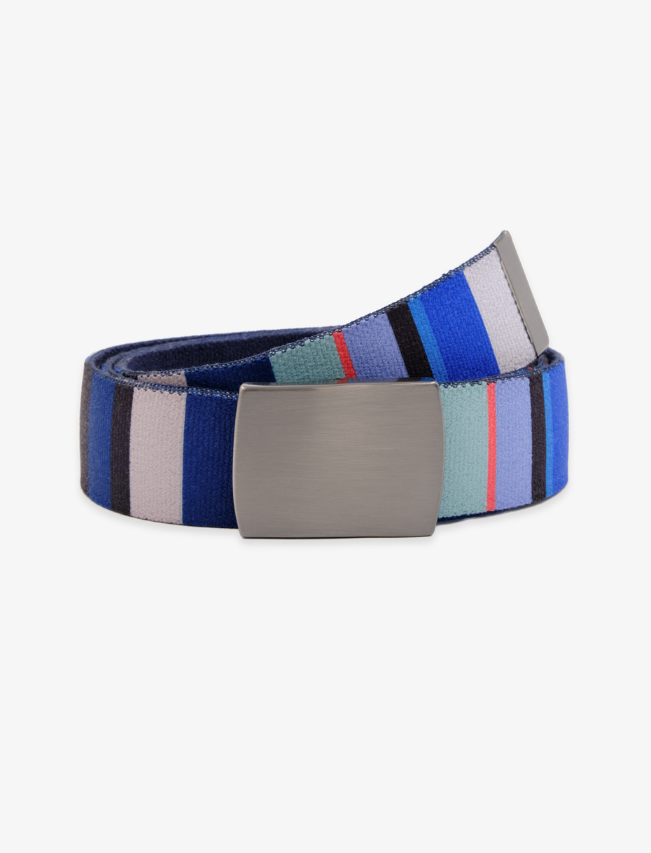 Elastic royal unisex ribbon belt with multicoloured stripes - Gallo 1927 - Official Online Shop