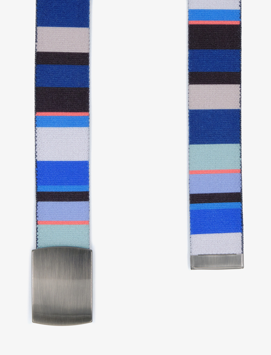 Elastic royal unisex ribbon belt with multicoloured stripes - Gallo 1927 - Official Online Shop