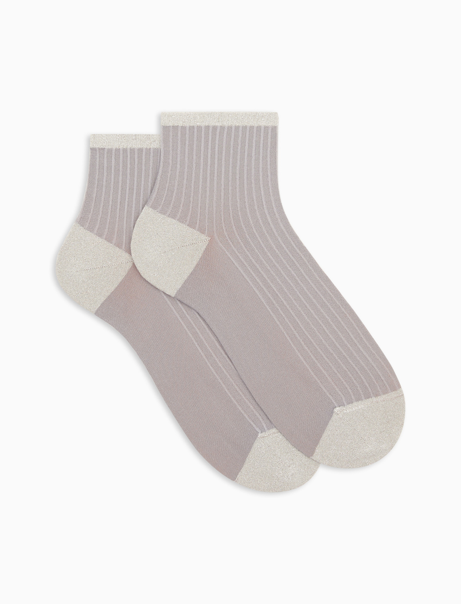 Women's super short mulot/white polyamide and lurex socks with twin rib - Gallo 1927 - Official Online Shop