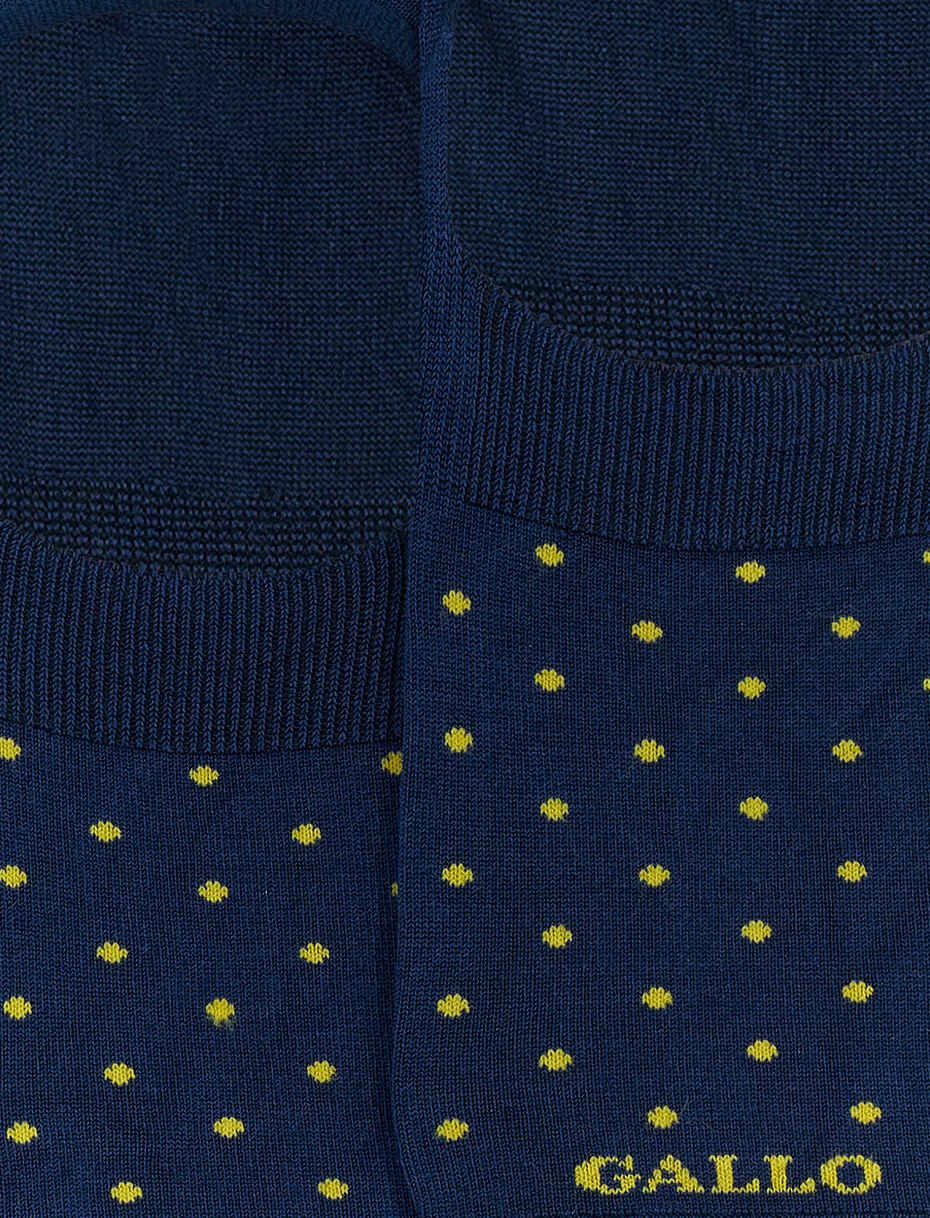 Men's royal blue ultra-light cotton invisible socks with polka dots - Gallo 1927 - Official Online Shop