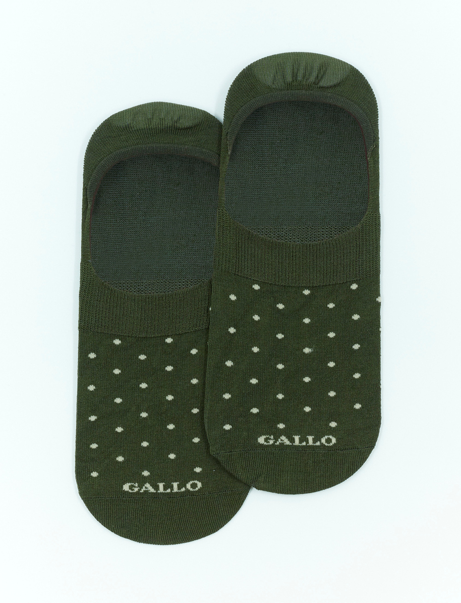 Men's army green ultra-light cotton invisible socks with polka dots - Gallo 1927 - Official Online Shop