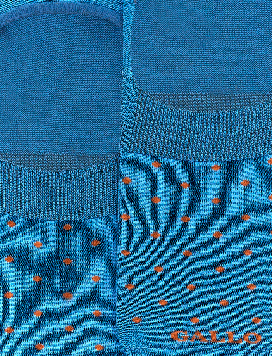 Men's Aegean blue ultra-light cotton invisible socks with polka dots - Gallo 1927 - Official Online Shop