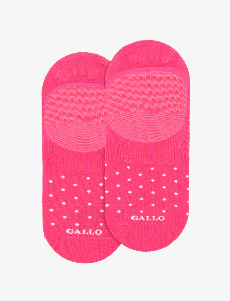Women's fuchsia ultra-light cotton invisible socks with polka dots - Gallo 1927 - Official Online Shop