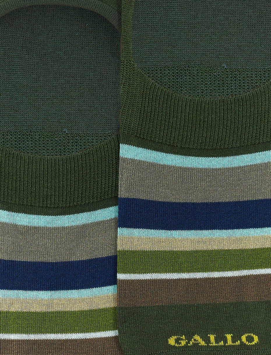 Men's army green ultra-light cotton invisible socks with multicoloured stripes - Gallo 1927 - Official Online Shop