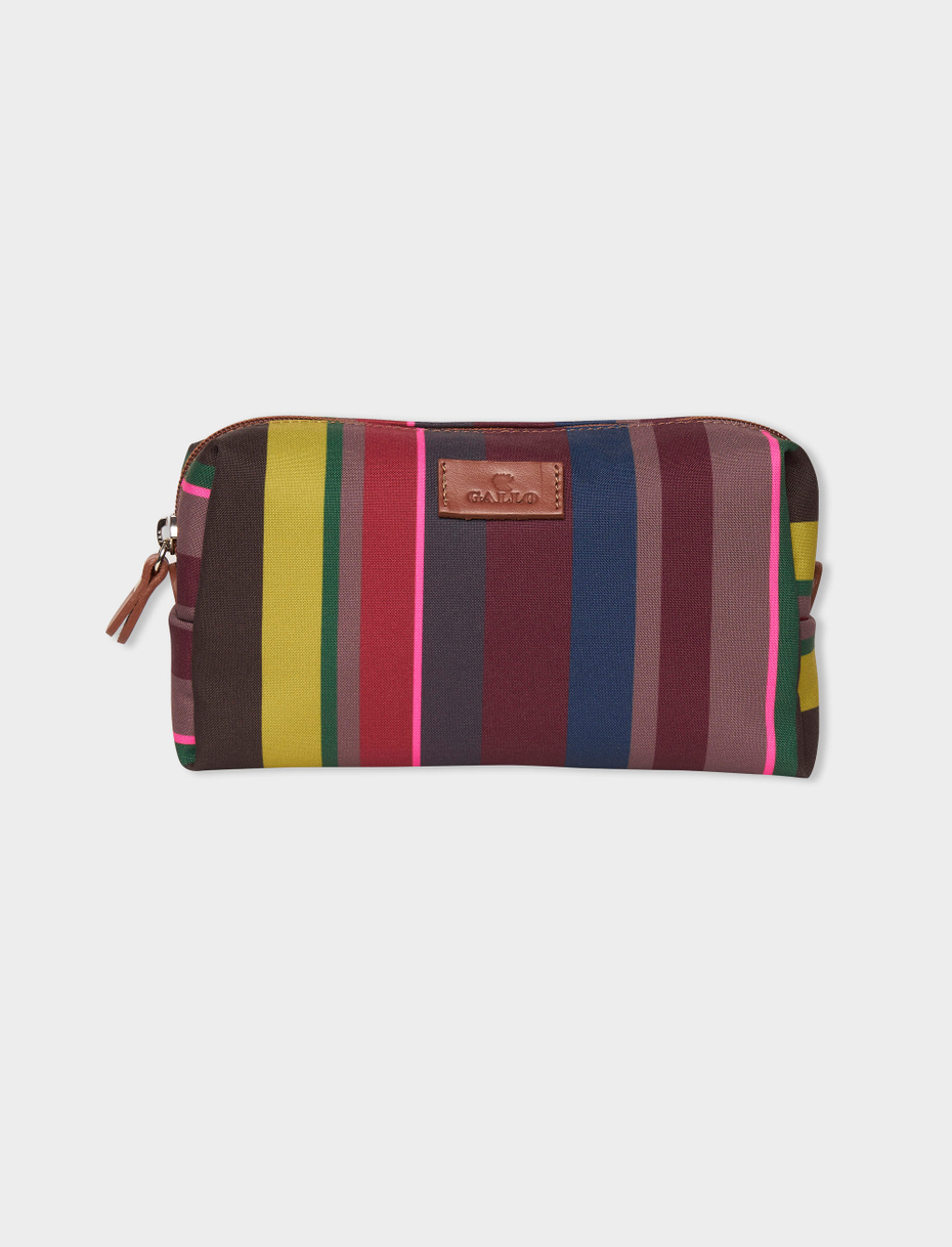 Unisex bowler pouch bag in burgundy polyester with multicoloured stripes - Gallo 1927 - Official Online Shop
