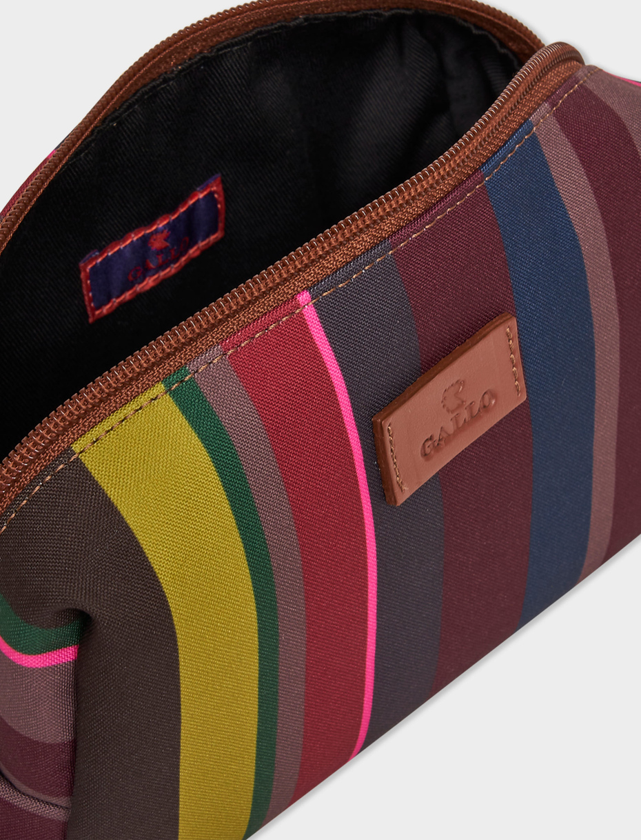 Unisex bowler pouch bag in burgundy polyester with multicoloured stripes - Gallo 1927 - Official Online Shop