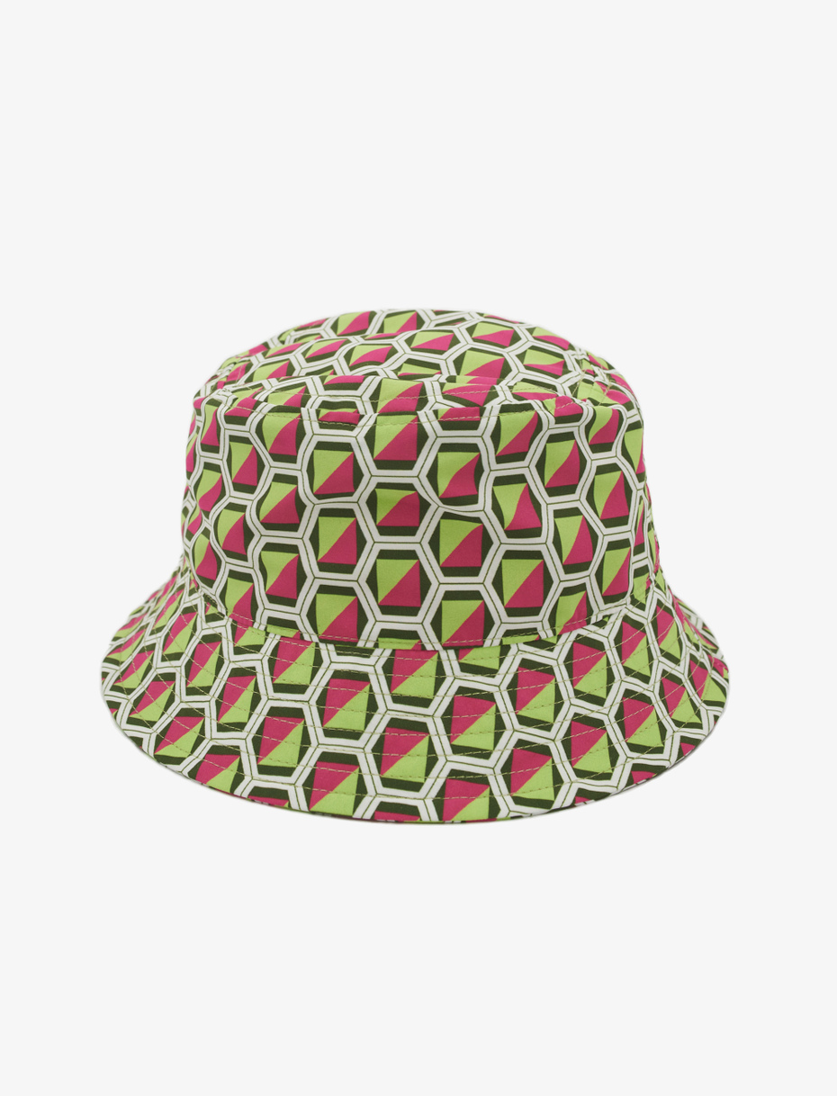 Unisex white polyester rain hat with geometric pattern - Gallo 1927 - Official Online Shop