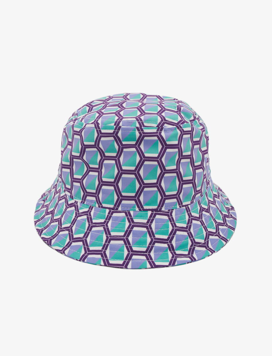 Unisex purple polyester rain hat with geometric pattern - Gallo 1927 - Official Online Shop