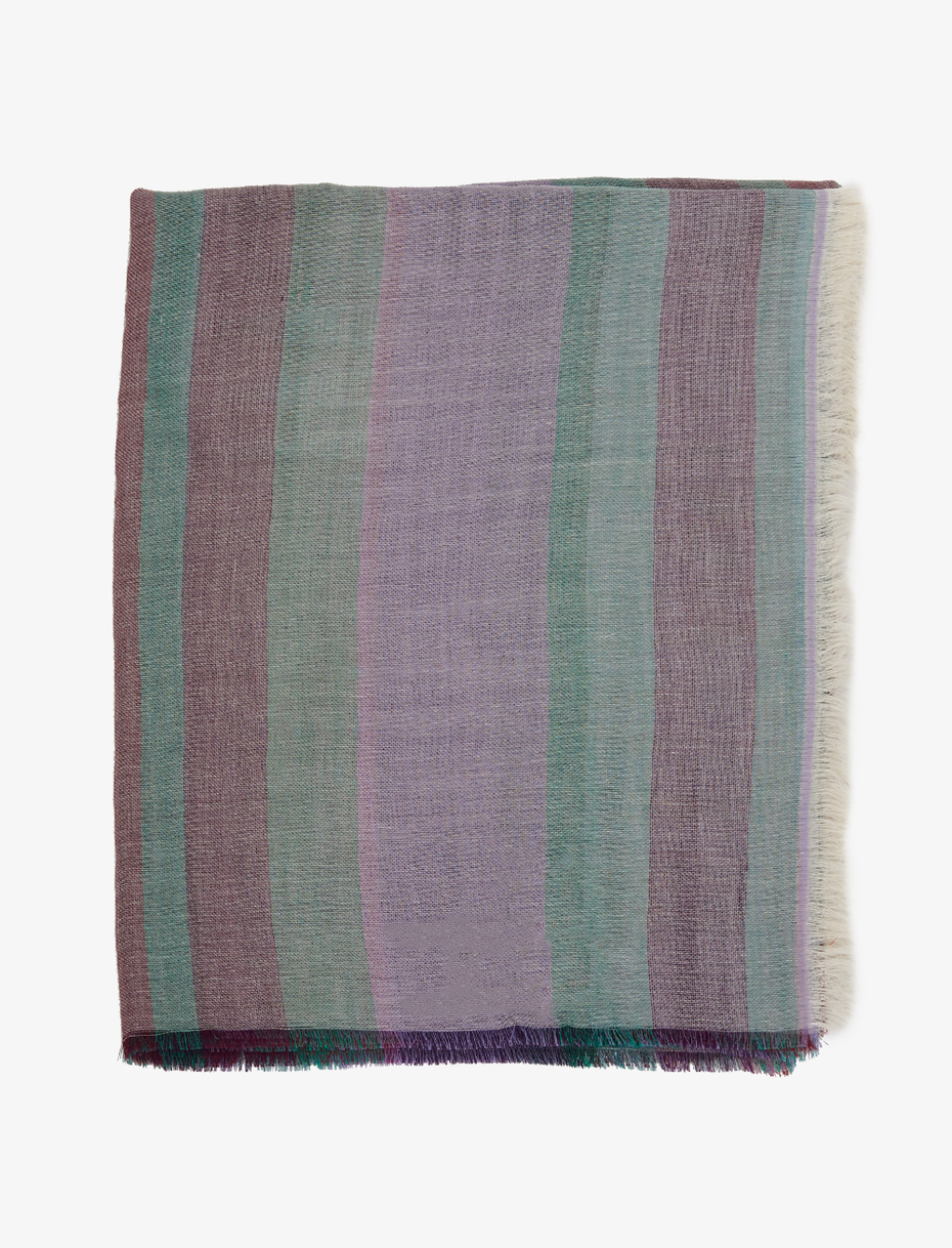Unisex lavender polyester and cotton  scarf with vertical stripes - Gallo 1927 - Official Online Shop