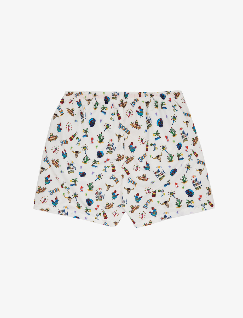 Men's white polyester swimming shorts with siesta pattern - Gallo 1927 - Official Online Shop