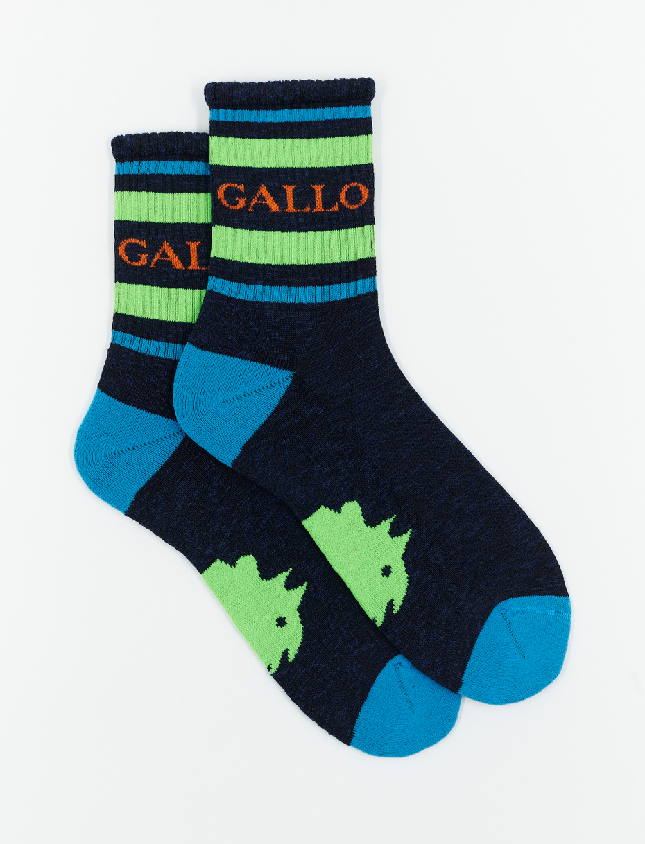 Women's short blue cotton terry cloth socks with Gallo writing - Gallo 1927 - Official Online Shop