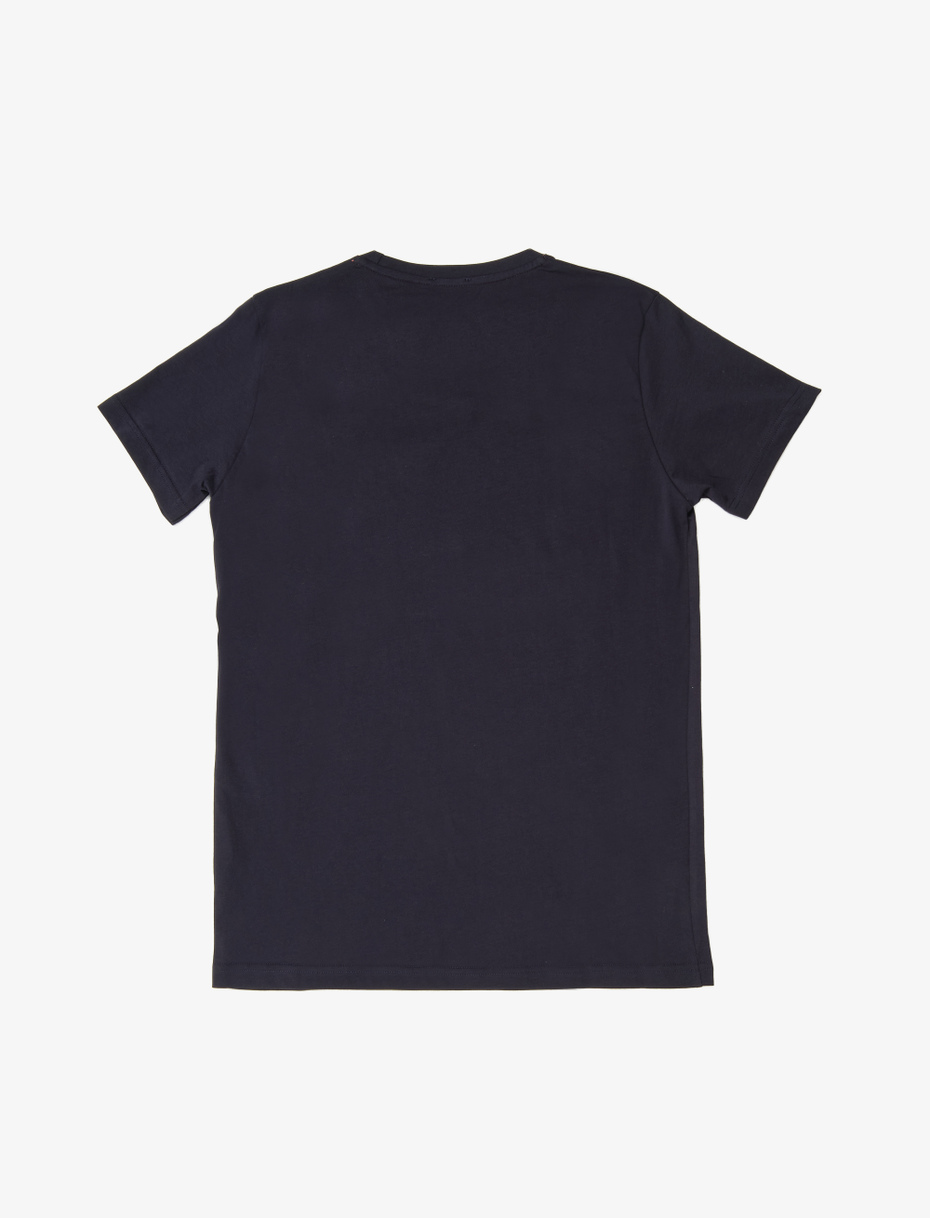 Men's plain Aegean blue cotton T-shirt with multicoloured pocket - Gallo 1927 - Official Online Shop