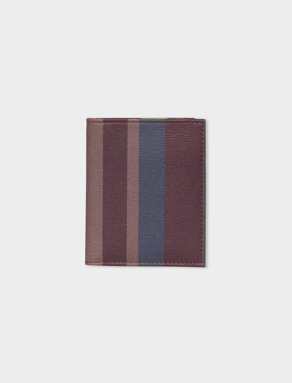 Small unisex burgundy leather wallet with multicoloured stripes - Gallo 1927 - Official Online Shop