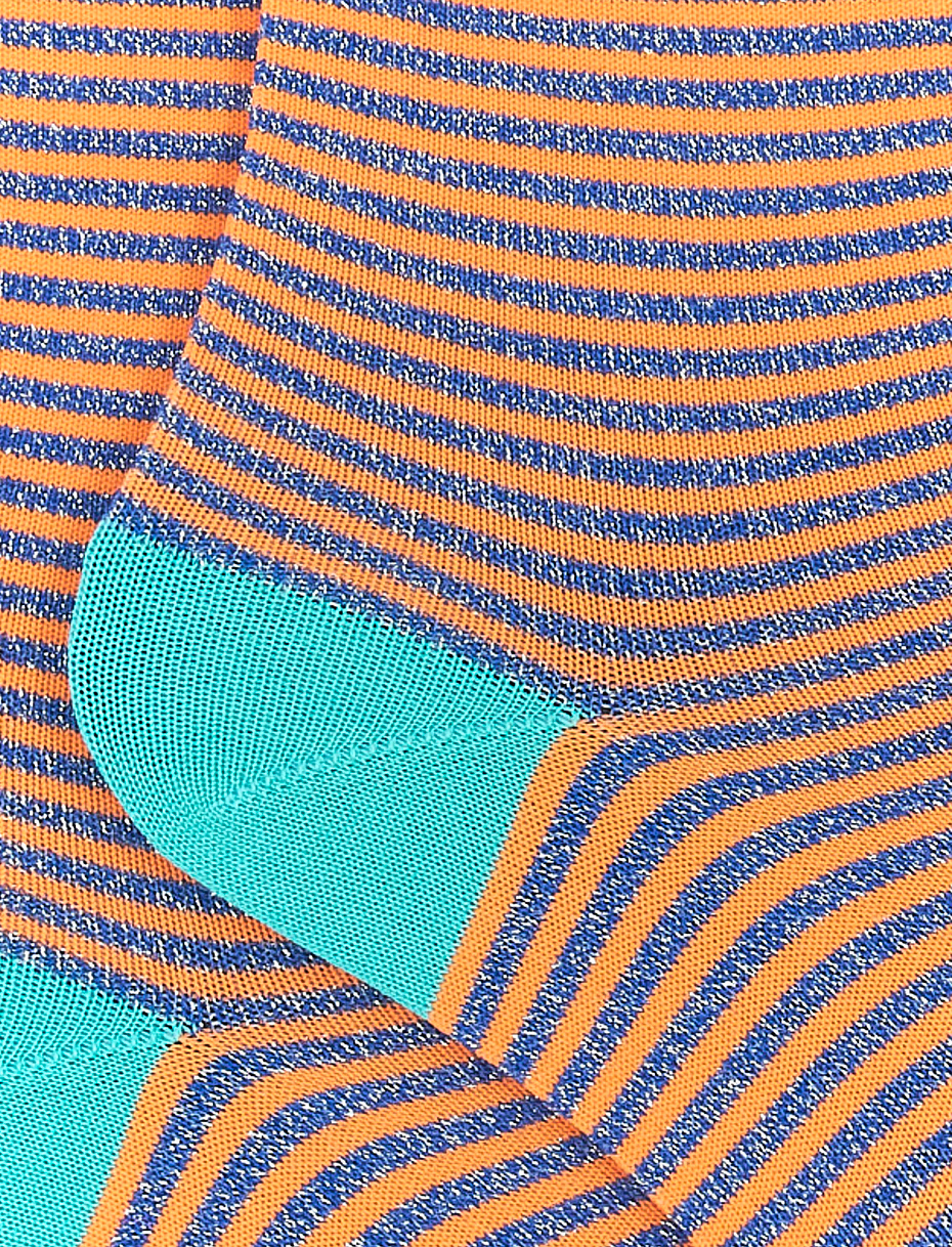Women's short cobalt blue cotton and lurex socks with Windsor stripes - Gallo 1927 - Official Online Shop