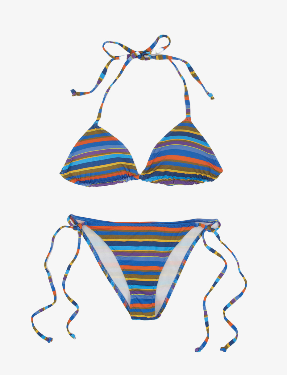 Bikini triangolo donna poliammide blu pervinca righe multicolor - Gallo 1927 - Official Online Shop