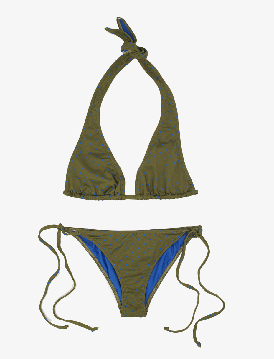 Bikini vela donna poliammide verde oliva fantasia pois - Gallo 1927 - Official Online Shop