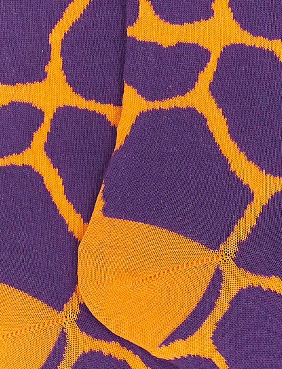 Women's long light cotton socks with giraffe motif, mandarin - Gallo 1927 - Official Online Shop