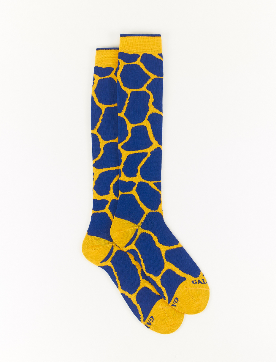Women's long light cotton socks with giraffe motif, daffodil - Gallo 1927 - Official Online Shop
