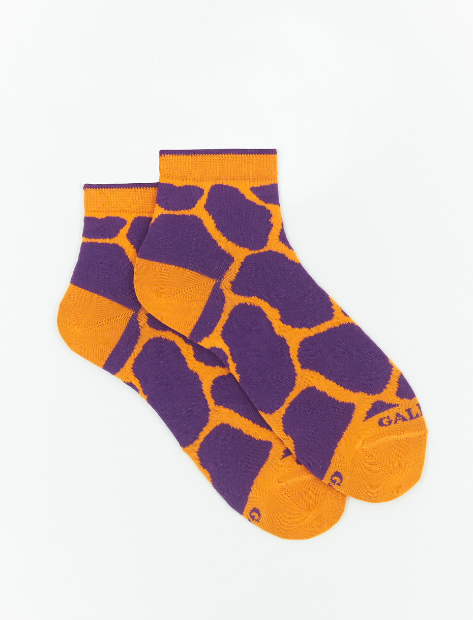 Women's super short light cotton socks with giraffe motif, mandarin - Gallo 1927 - Official Online Shop