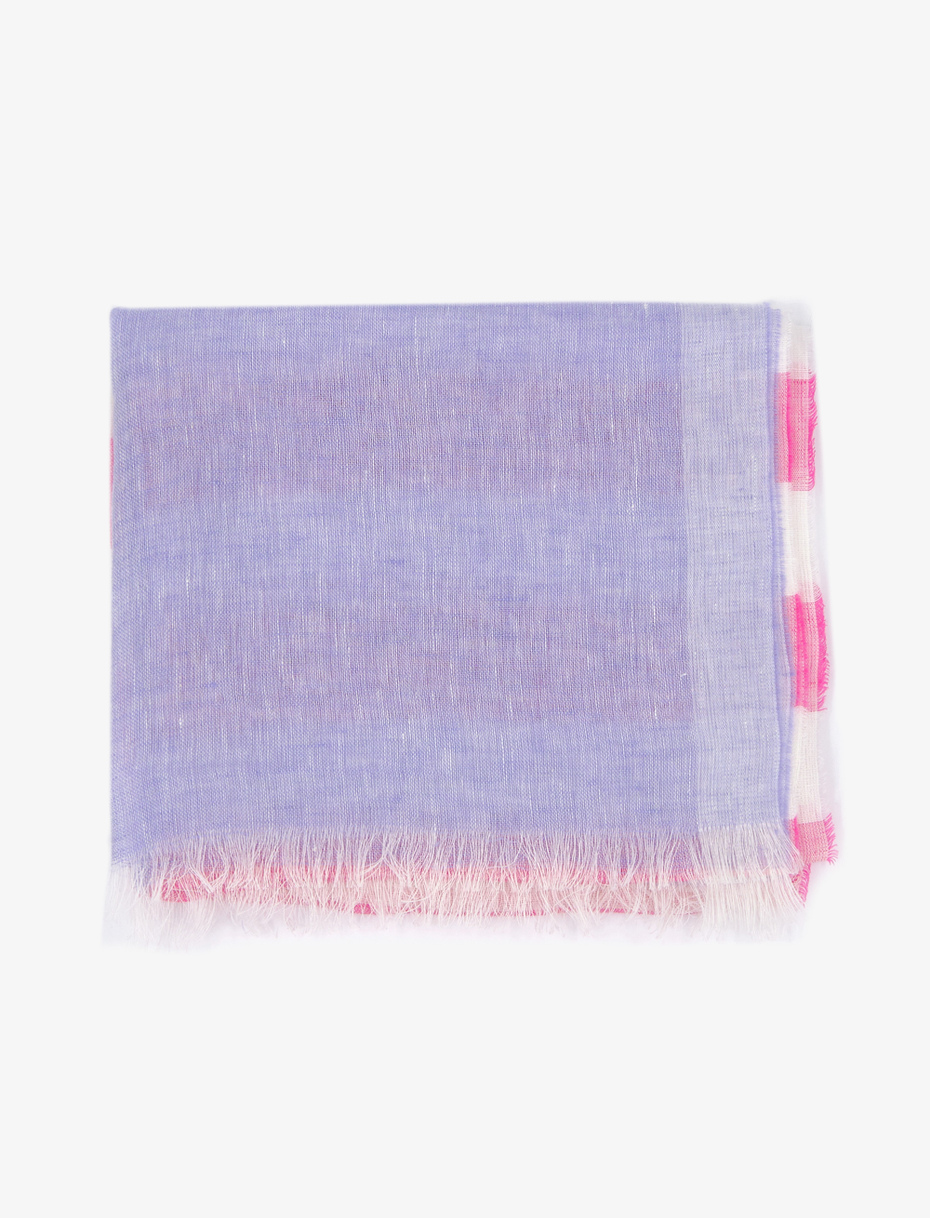 Unisex fuchsia linen scarf with tricolour stripes - Gallo 1927 - Official Online Shop