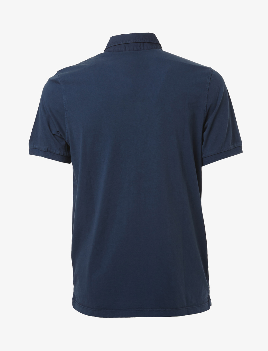 Men's plain navy blue cotton polo with short sleeves - Gallo 1927 - Official Online Shop