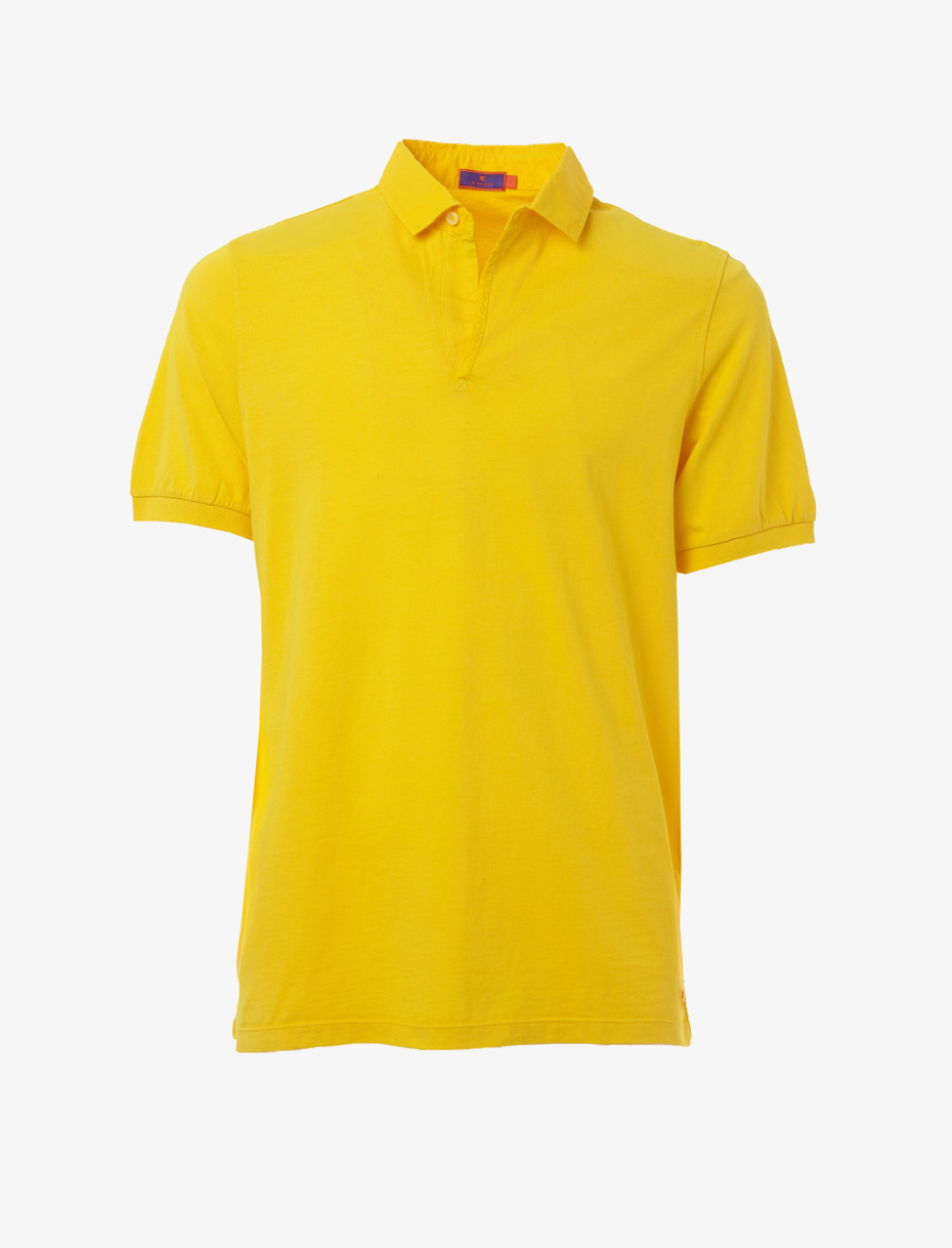 Men's plain daffodil yellow cotton polo with short sleeves - Gallo 1927 - Official Online Shop