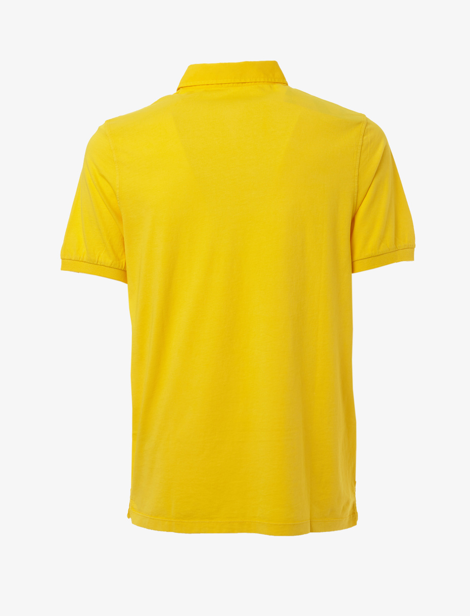 Men's plain daffodil yellow cotton polo with short sleeves - Gallo 1927 - Official Online Shop