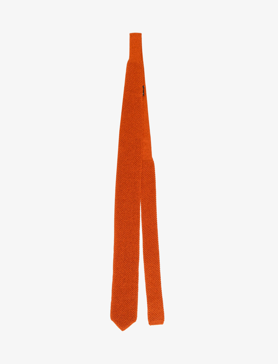Men's tie in plain, mélange copper orange silk - Gallo 1927 - Official Online Shop