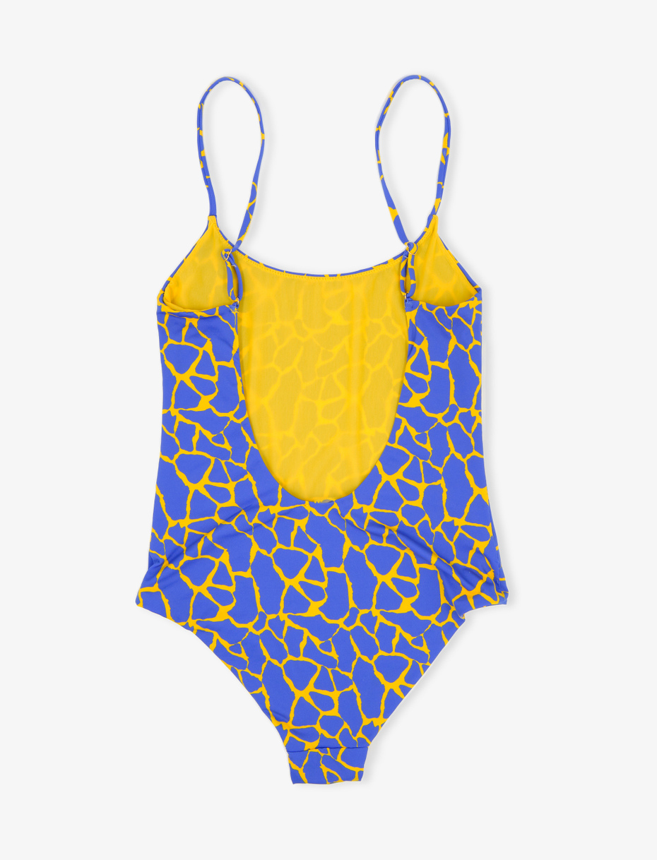 Women's polyamide one-piece swimsuit with giraffe motif, daffodil yellow - Gallo 1927 - Official Online Shop