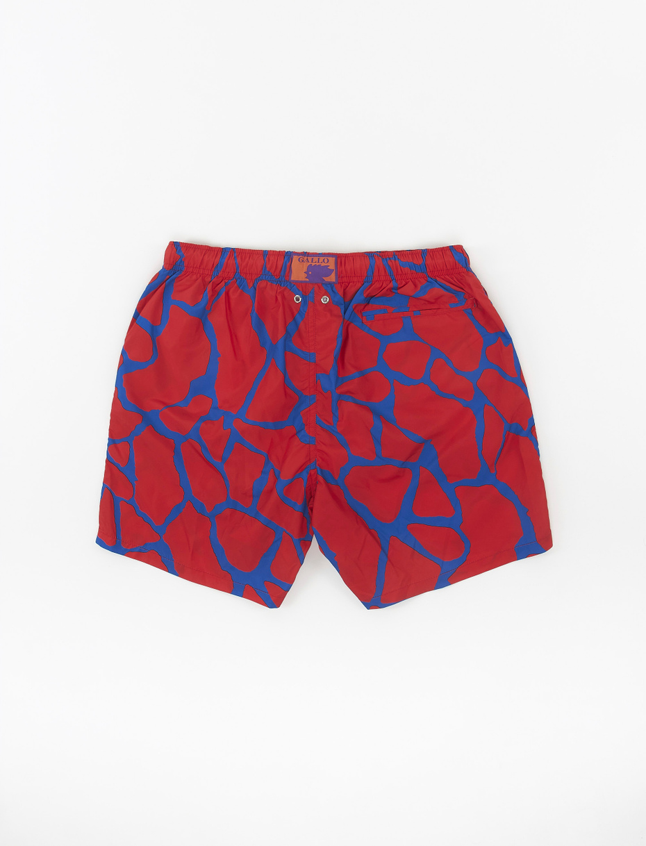 Men's Prussian blue polyester swimming shorts with giraffe motif - Gallo 1927 - Official Online Shop