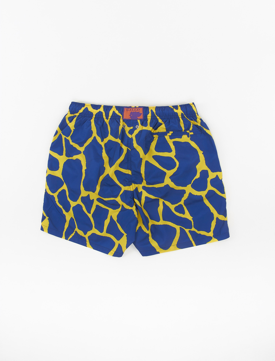Men's daffodil yellow polyester swimming shorts with giraffe motif - Gallo 1927 - Official Online Shop