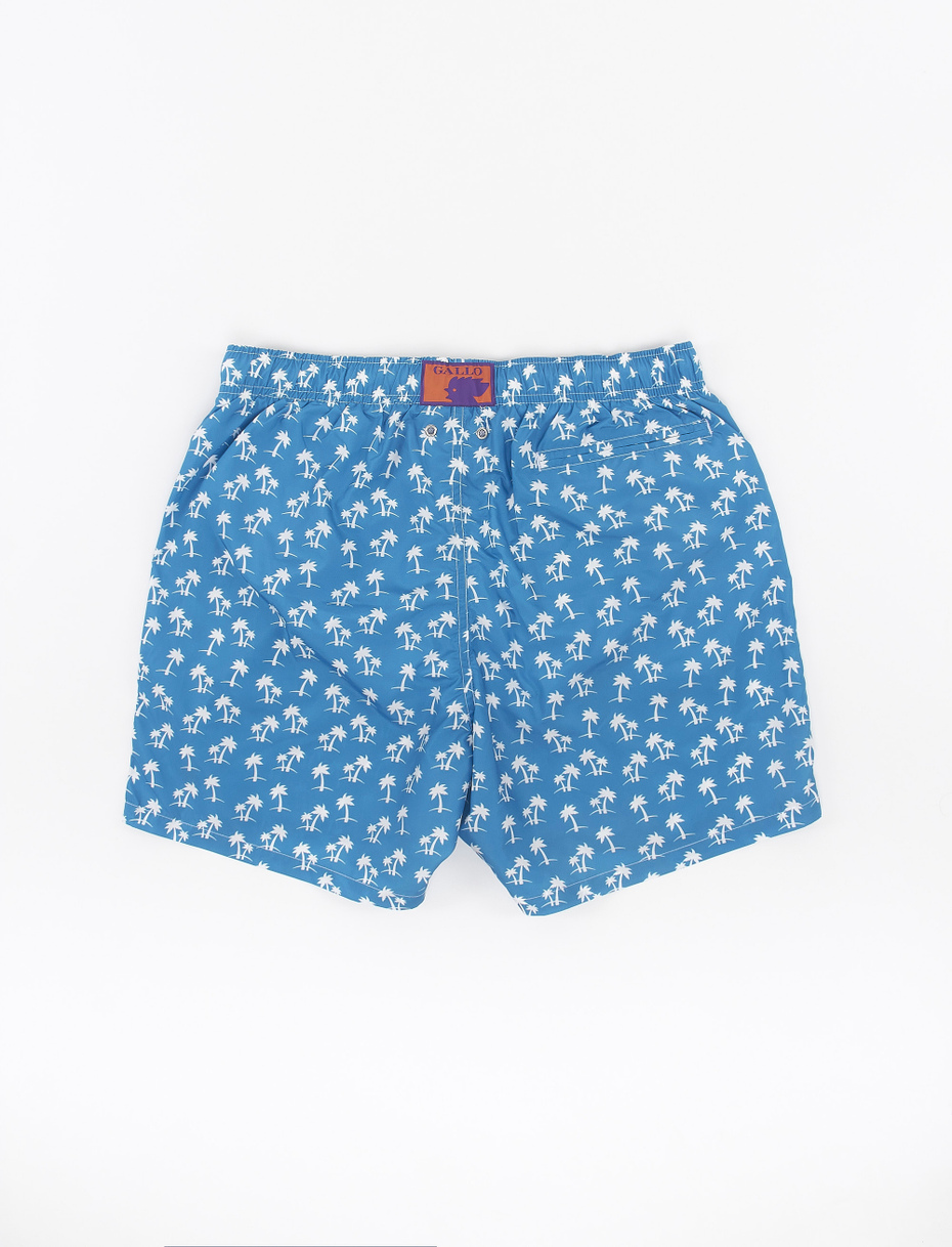 Men's dragonfly blue polyester swimming shorts with palm tree motif - Gallo 1927 - Official Online Shop