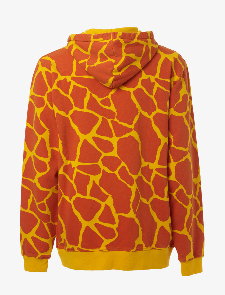 Unisex plain daffodil yellow cotton hoodie with giraffe motif inside the hood - Gallo 1927 - Official Online Shop