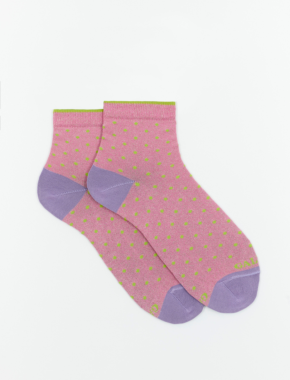Women's super short cotton and lurex socks with polka dots, petal pink - Gallo 1927 - Official Online Shop