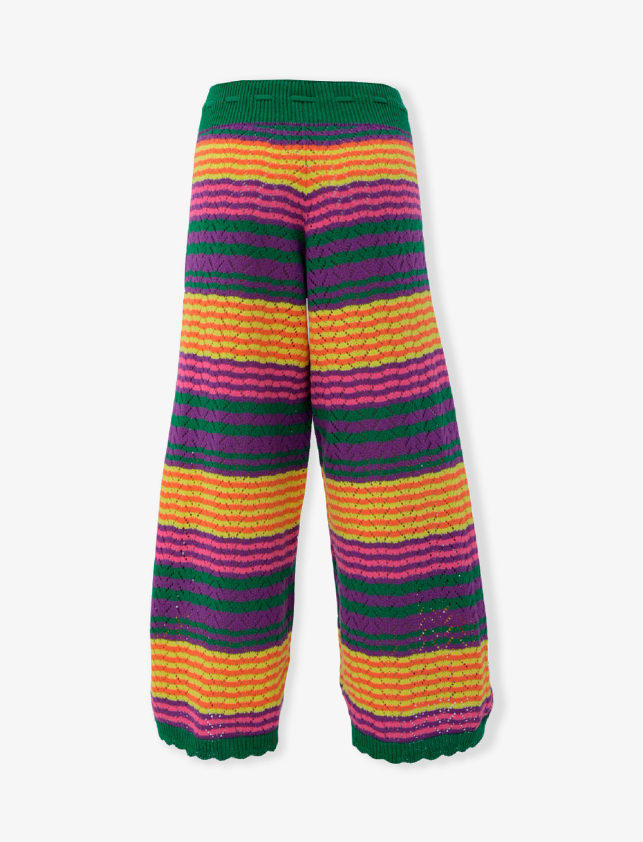 Pantaloni lunghi donna cotone porpora righe di diverse dimensioni - Gallo 1927 - Official Online Shop