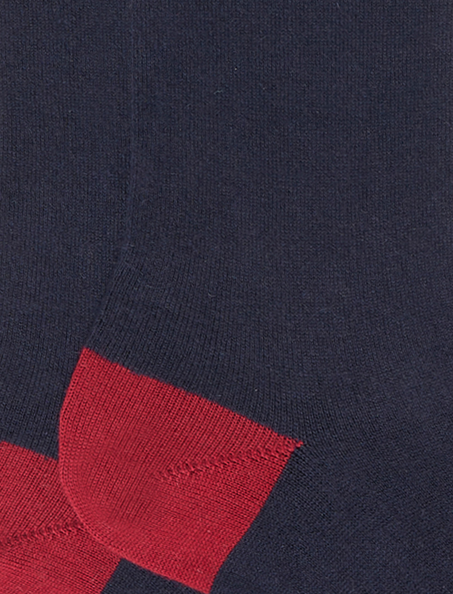 Calze lunghe donna cotone e cashmere navy tinta unita e contrasti - Gallo 1927 - Official Online Shop