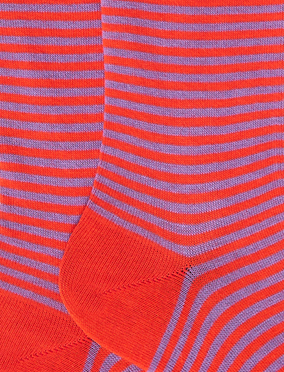Women's long vermilion cotton socks with Windsor stripes - Gallo 1927 - Official Online Shop