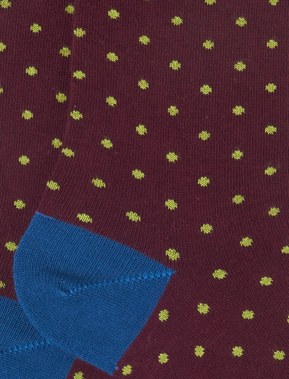 Women's short burgundy cotton socks with polka dots - Gallo 1927 - Official Online Shop
