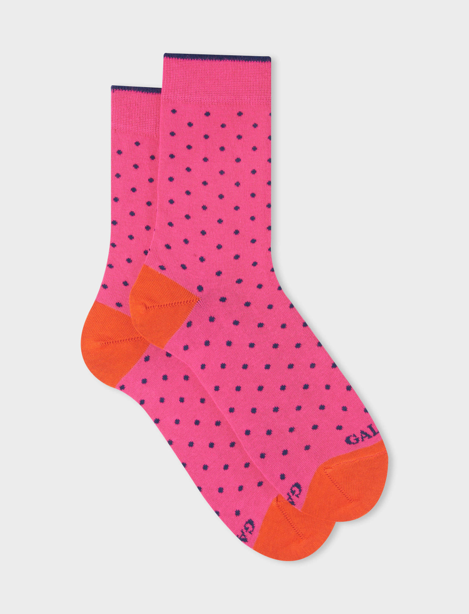 Women's short hyacinth cotton socks with polka dots - Gallo 1927 - Official Online Shop