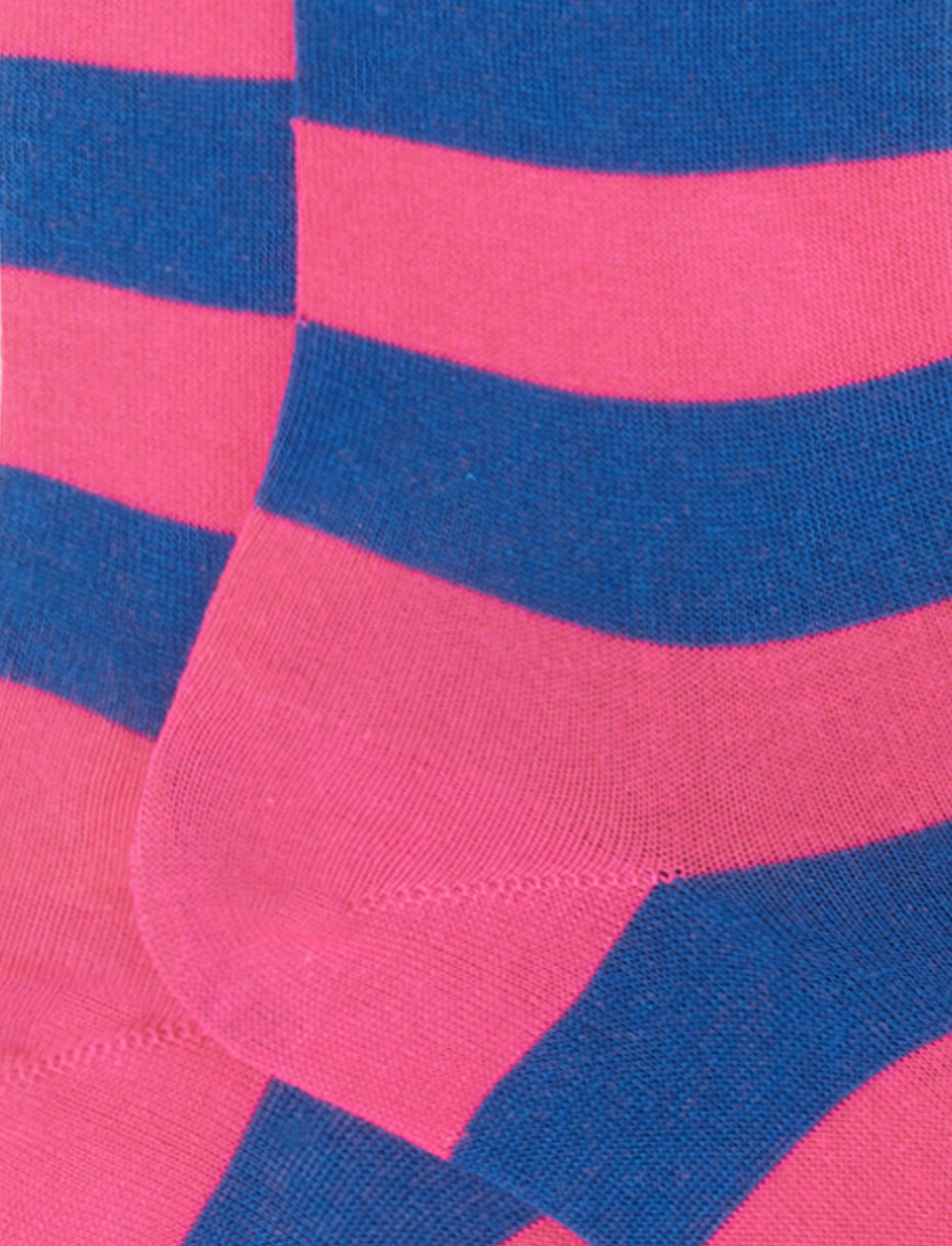 Women's long hyacinth cotton socks with two-tone stripes - Gallo 1927 - Official Online Shop
