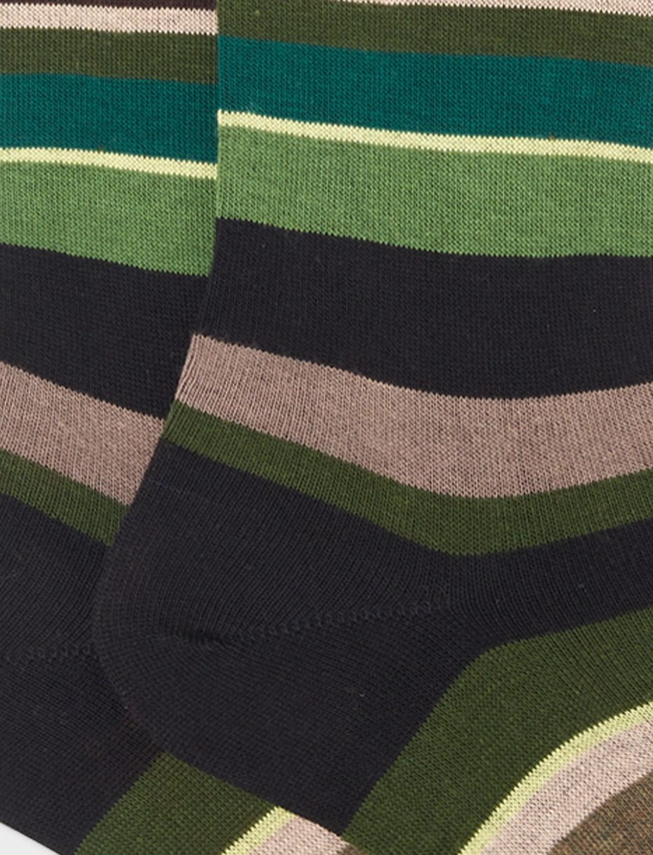 Women's long black cotton socks with multicoloured stripes - Gallo 1927 - Official Online Shop