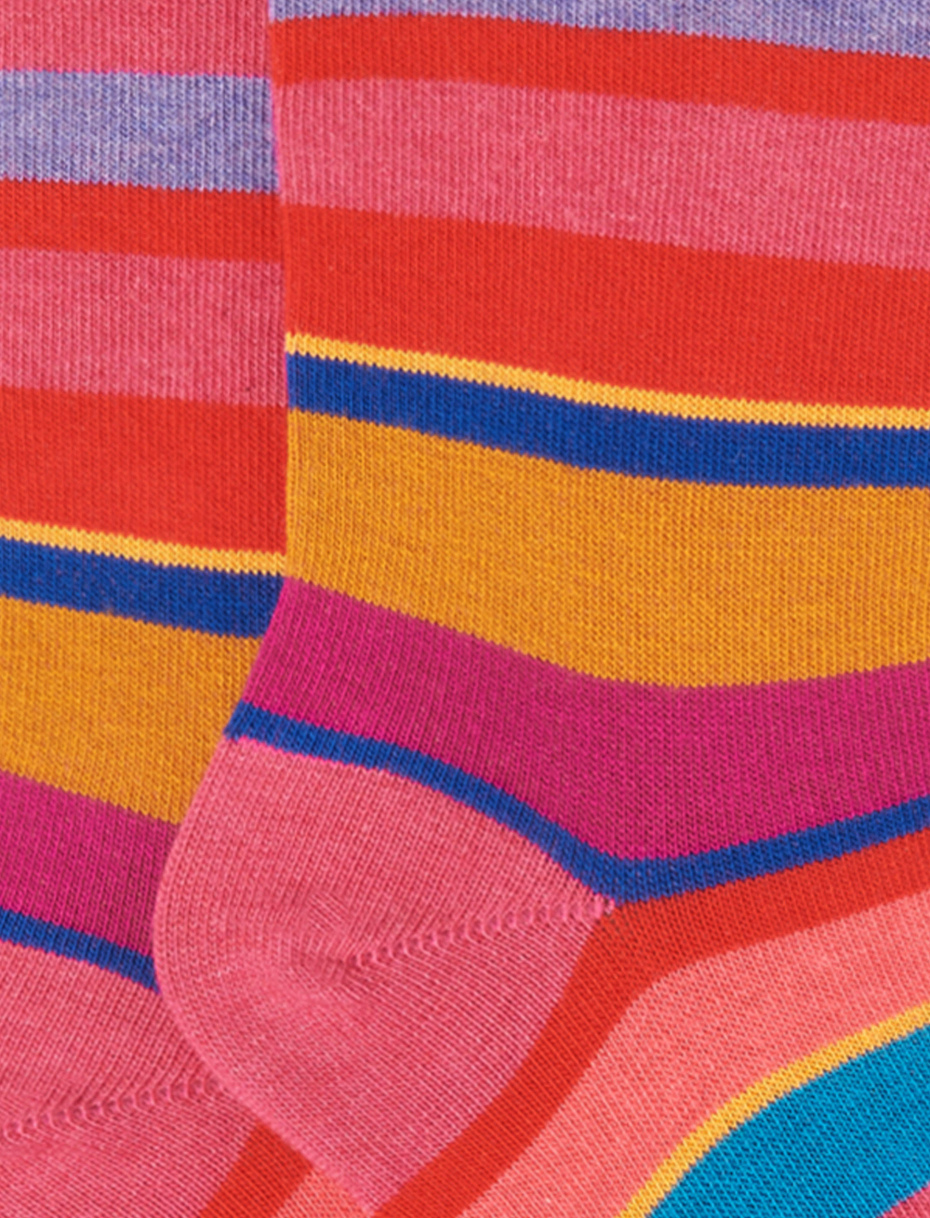 Kids' long erica cotton socks with multicoloured stripes - Gallo 1927 - Official Online Shop