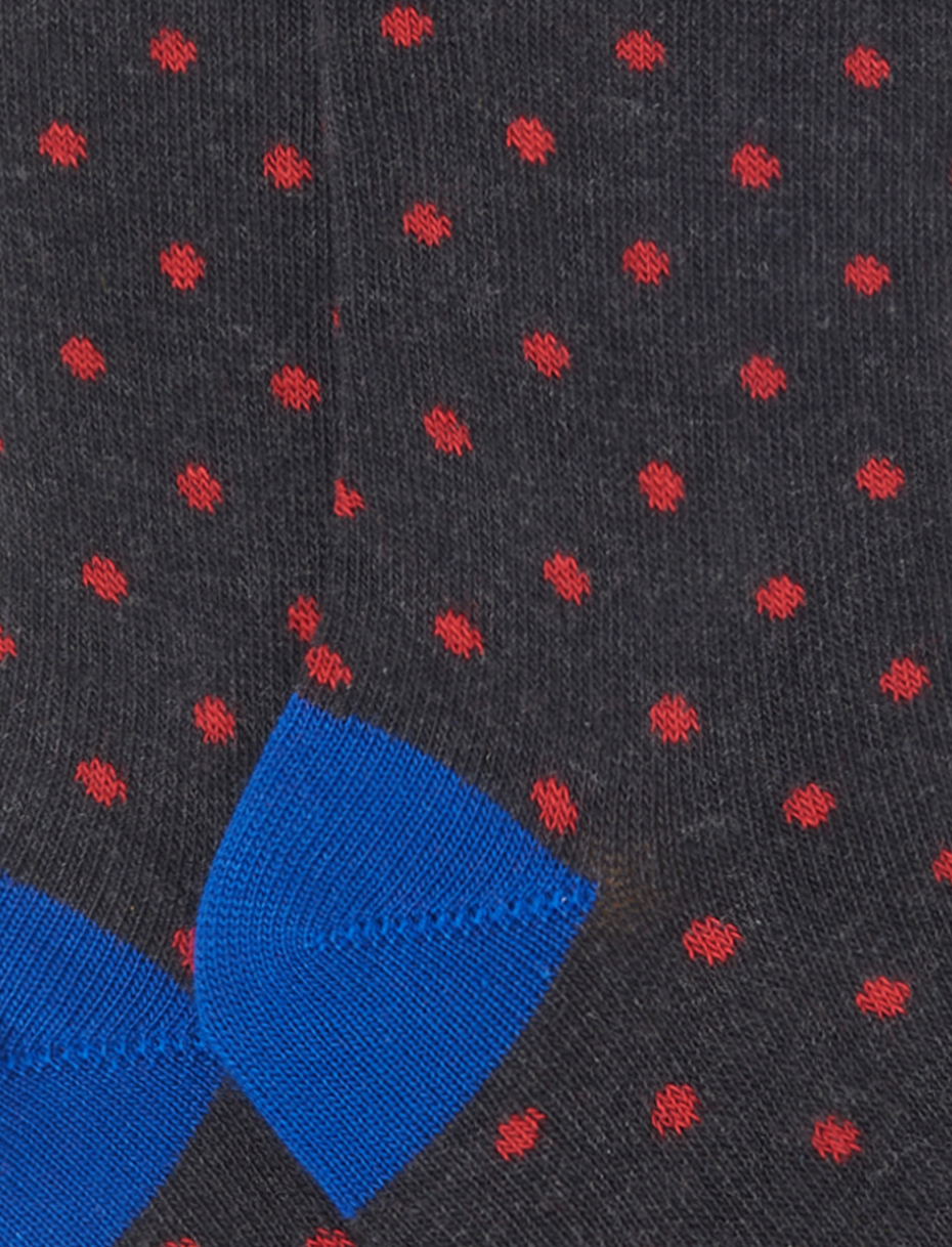 Kids' long charcoal grey cotton socks with polka dots - Gallo 1927 - Official Online Shop