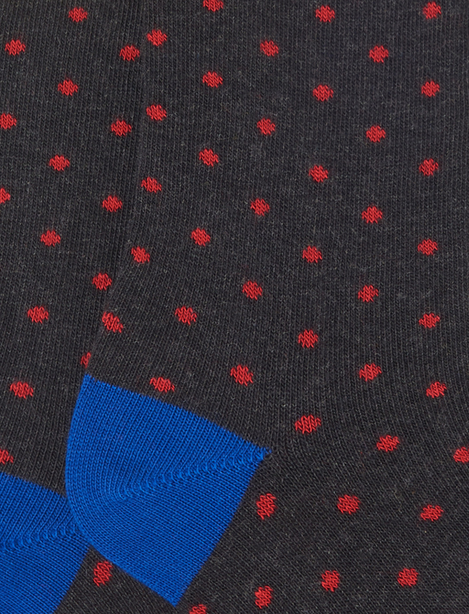 Kids' short charcoal grey cotton socks with polka dots - Gallo 1927 - Official Online Shop